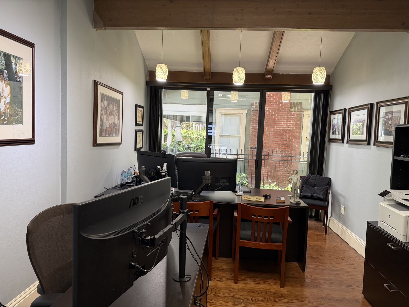 Suite 101 large furnished executive office with vaulted ceiling and patio access in downtown Orlando