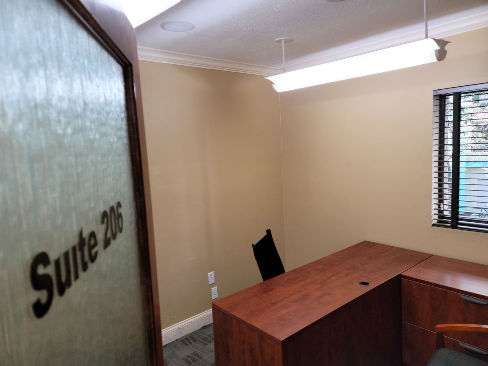 Suite 206 furnished private office at BoomerangOffice, 350 E. Pine Street, downtown Orlando